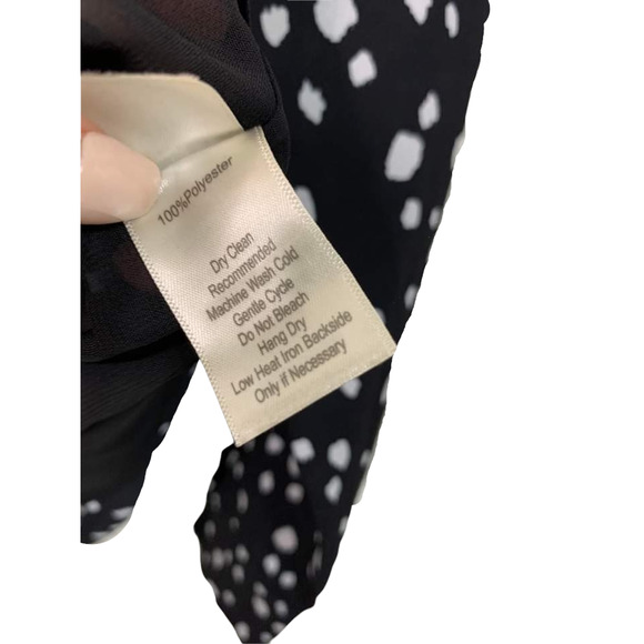 ecru Ross Mock Neck Long Sleeve Black White Spotted Blouse Size Small #3991WT - Picture 5 of 8